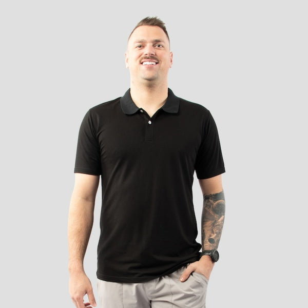 Black Polo Shirt for Tall Slim Men