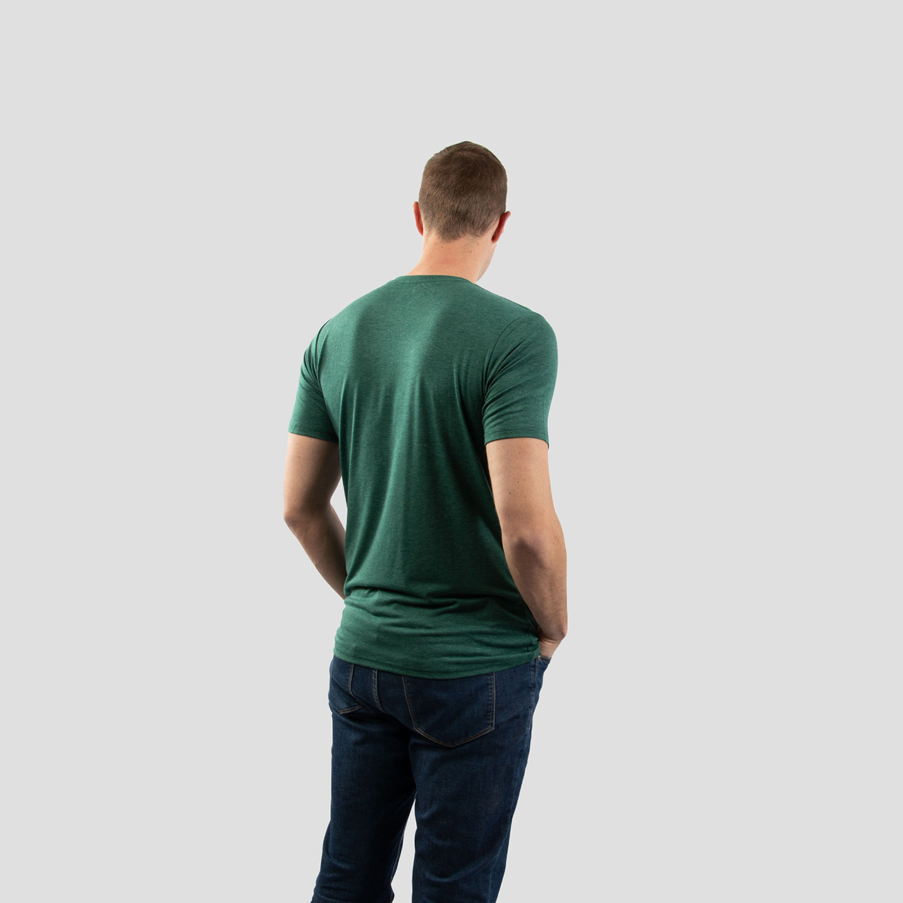 Dark Green Crew Neck Shirt for Tall Slim Men