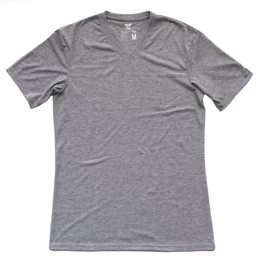 Gray V-Neck Shirt for Tall Slim Men