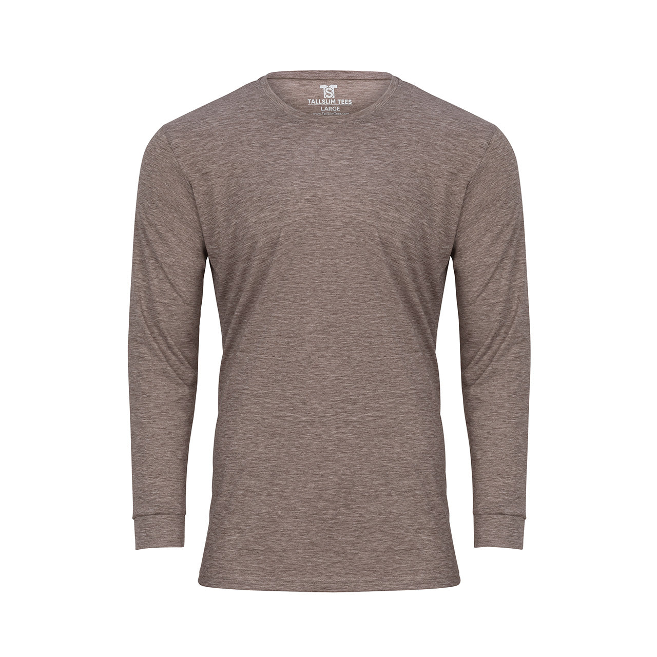 Almond Long Sleeve Crew Neck Shirt for Tall Slim Men