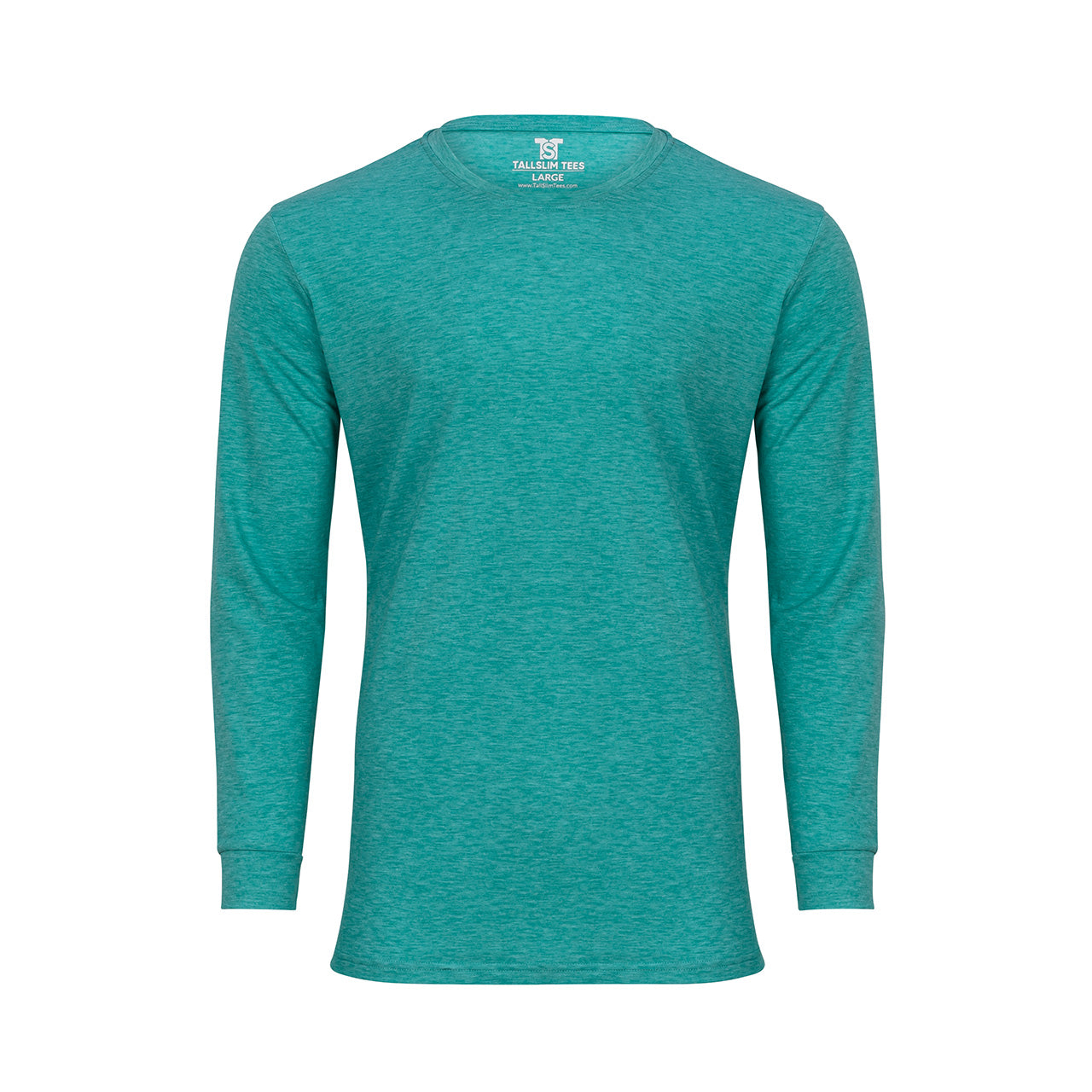 Aquamarine Long Sleeve Crew Neck Shirt for Tall Slim Men