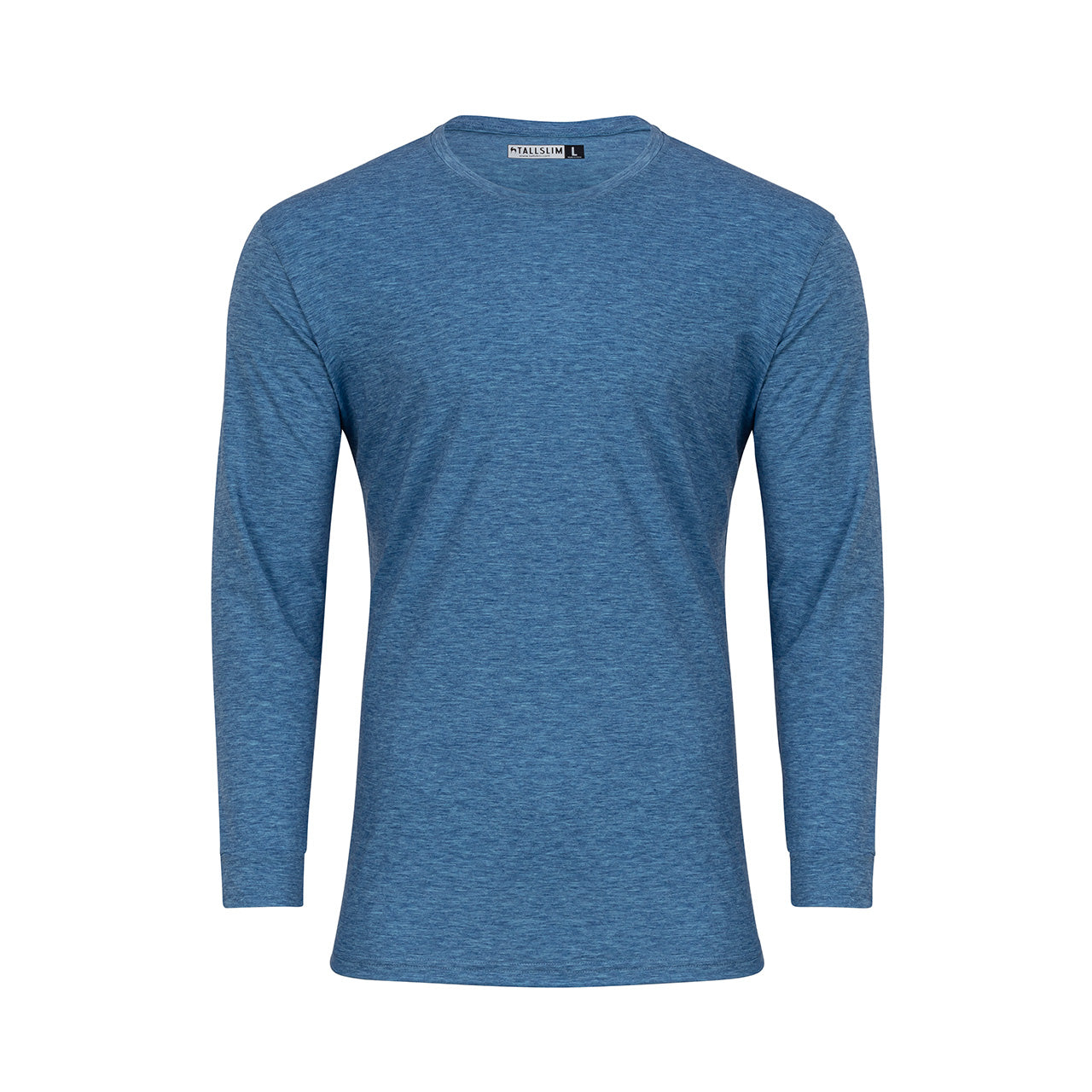 Blue Long Sleeve Crew Neck Shirt for Tall Slim Men