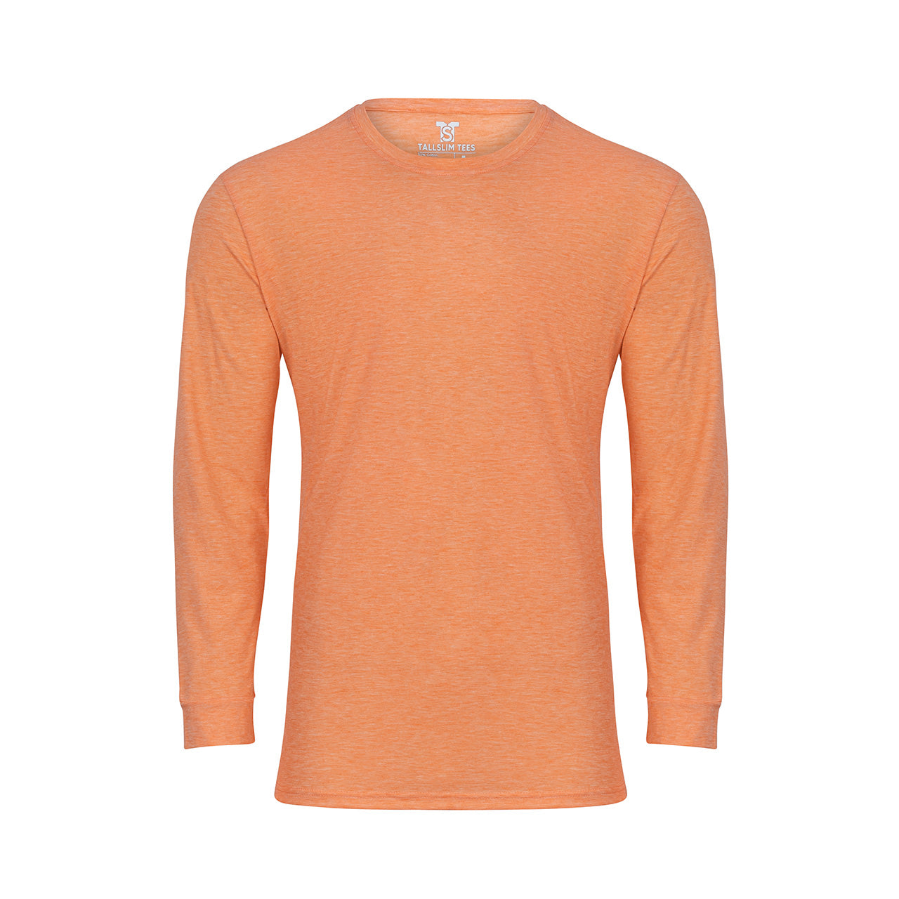 Orange Long Sleeve Crew Neck Shirt for Tall Slim Men