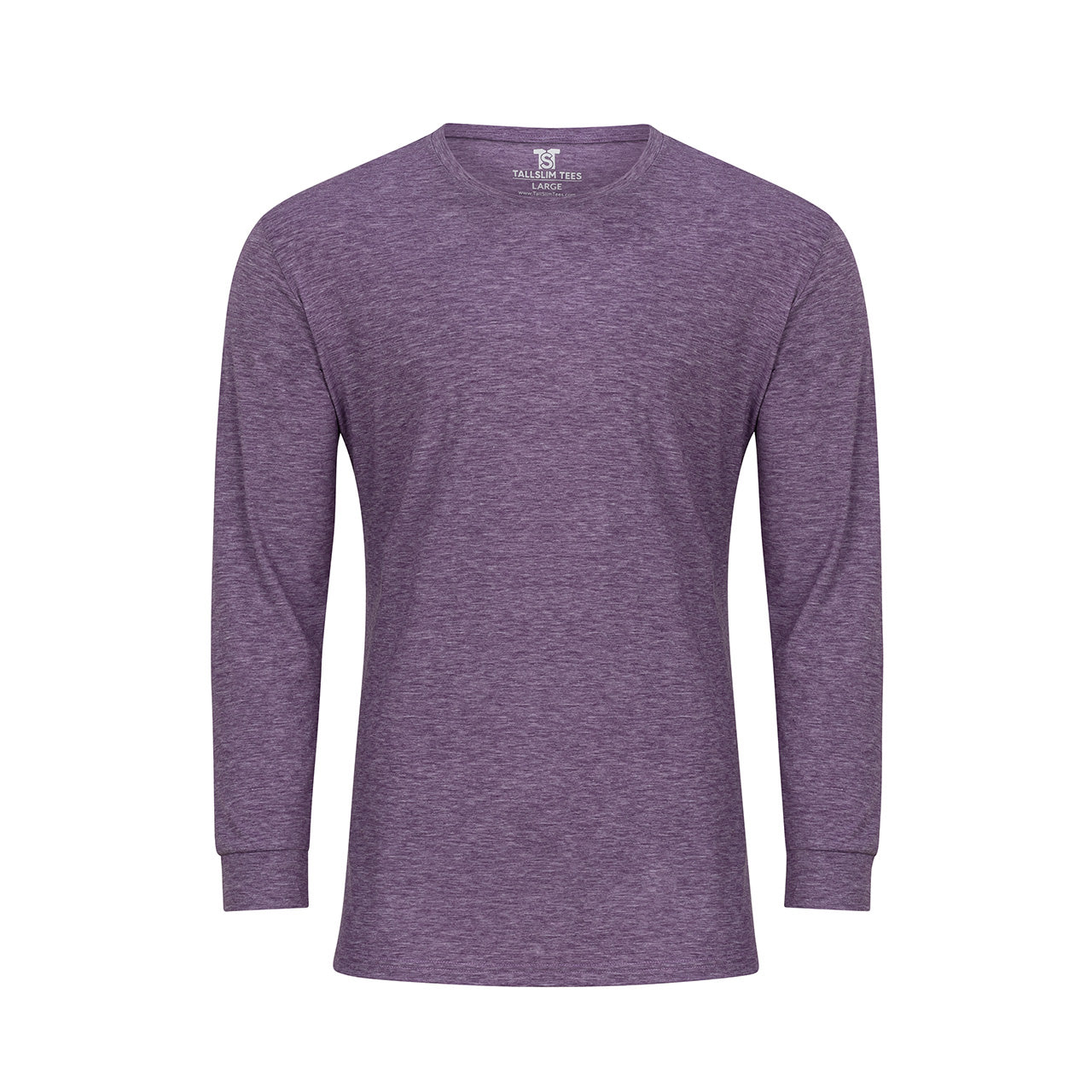 Purple Long Sleeve Crew Neck Shirt for Tall Slim Men