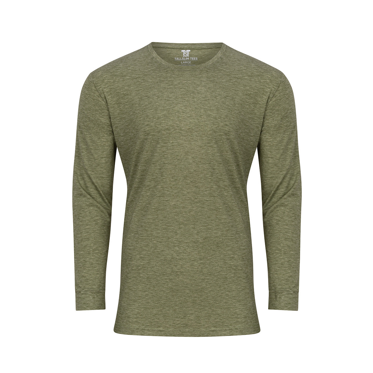 Sage Long Sleeve Crew Neck Shirt for Tall Slim Men