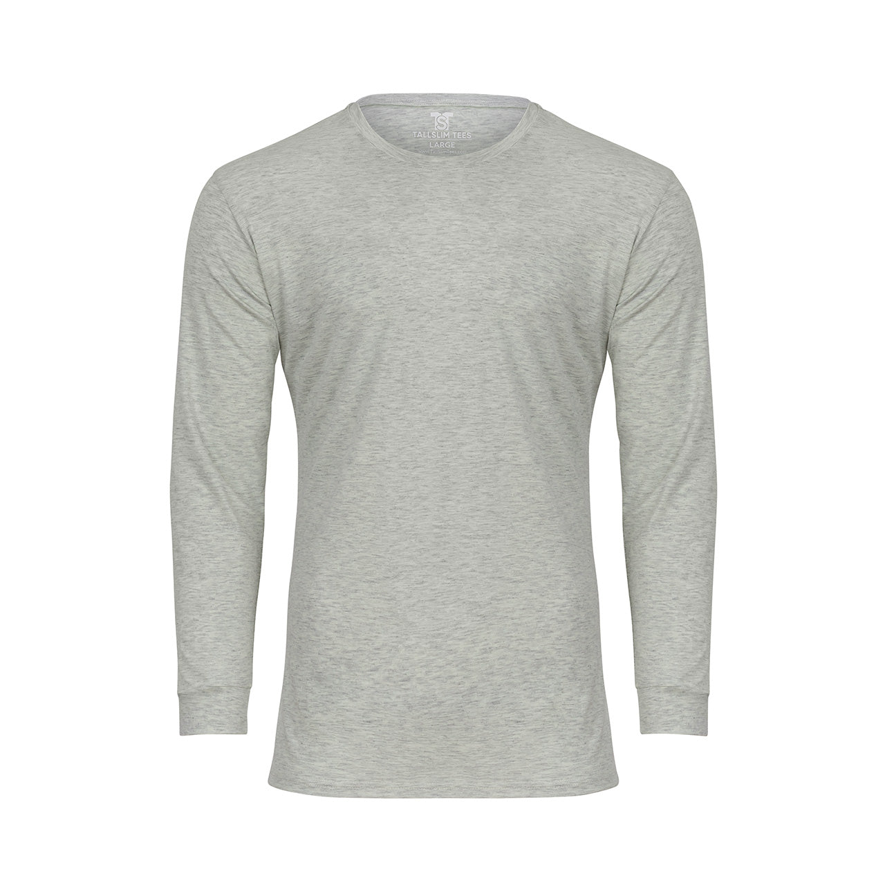 Sand Gray Long Sleeve Crew Neck Shirt for Tall Slim Men