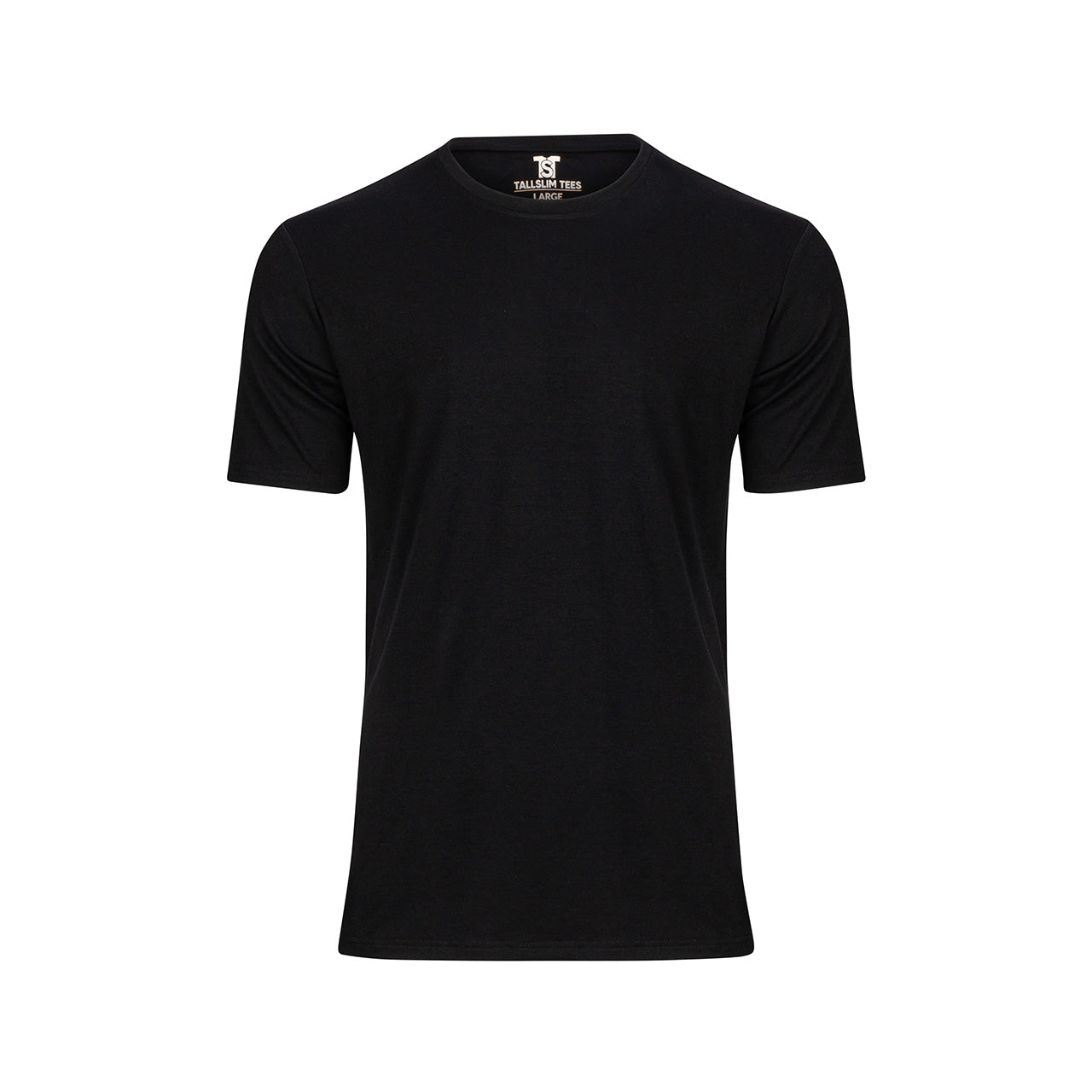 Black Crew Neck Shirt for Tall Slim Men