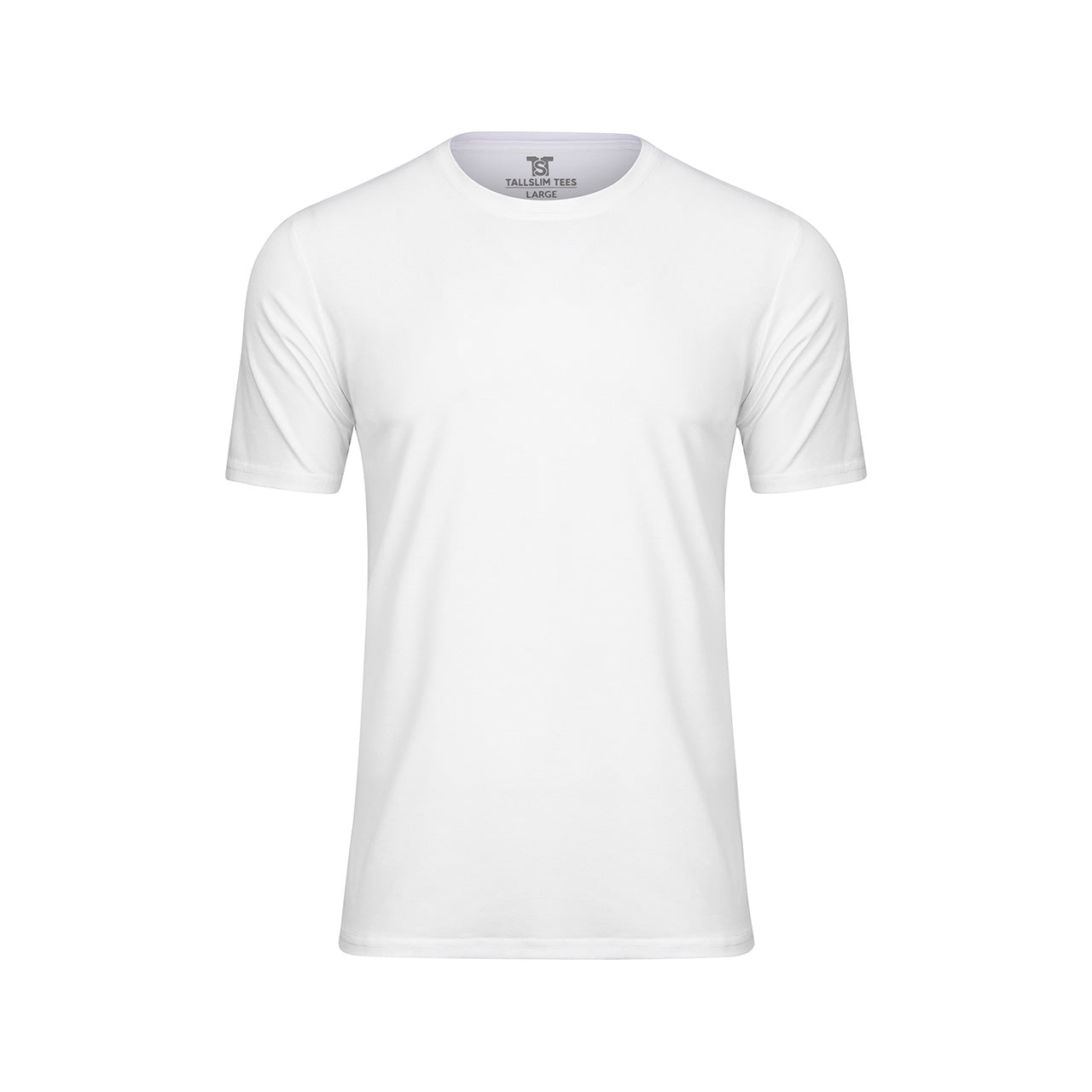 White Crew Neck Shirt for Tall Slim Men