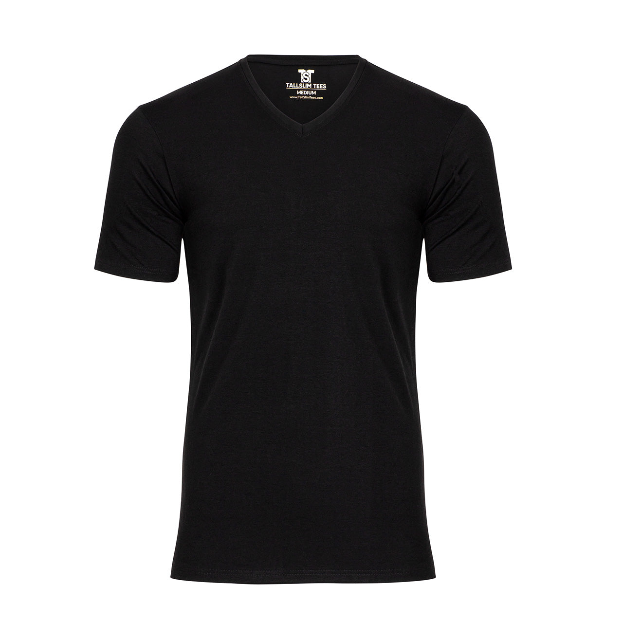 Black V-Neck Shirt for Tall Slim Men