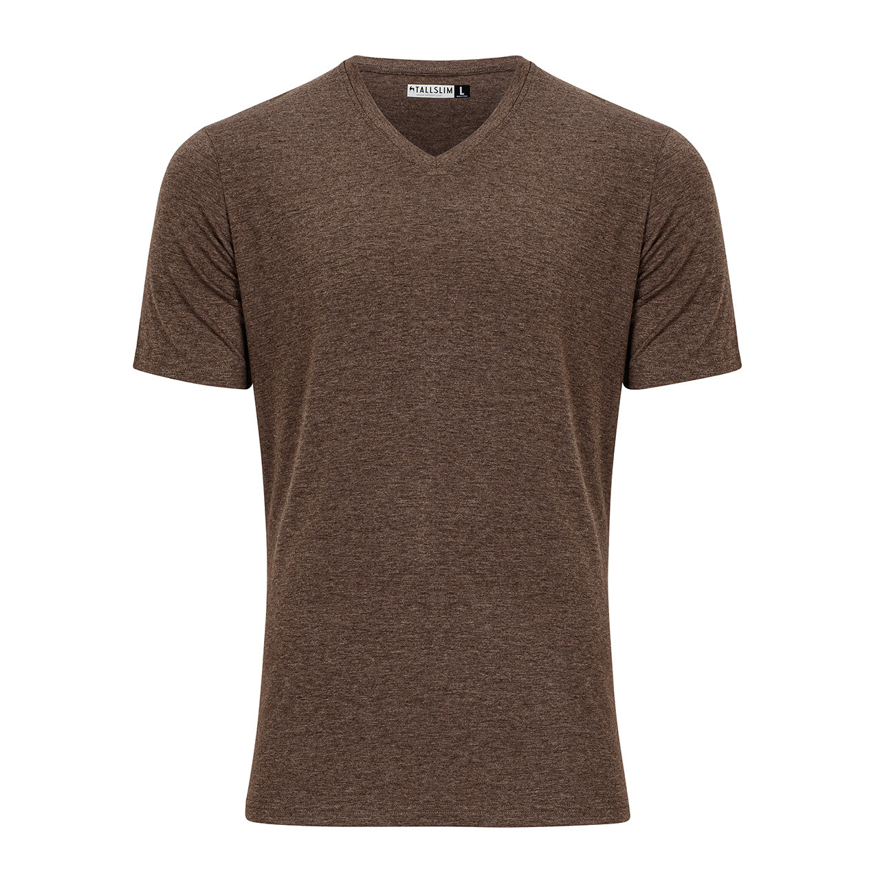 Brown V-Neck Shirt for Tall Slim Men