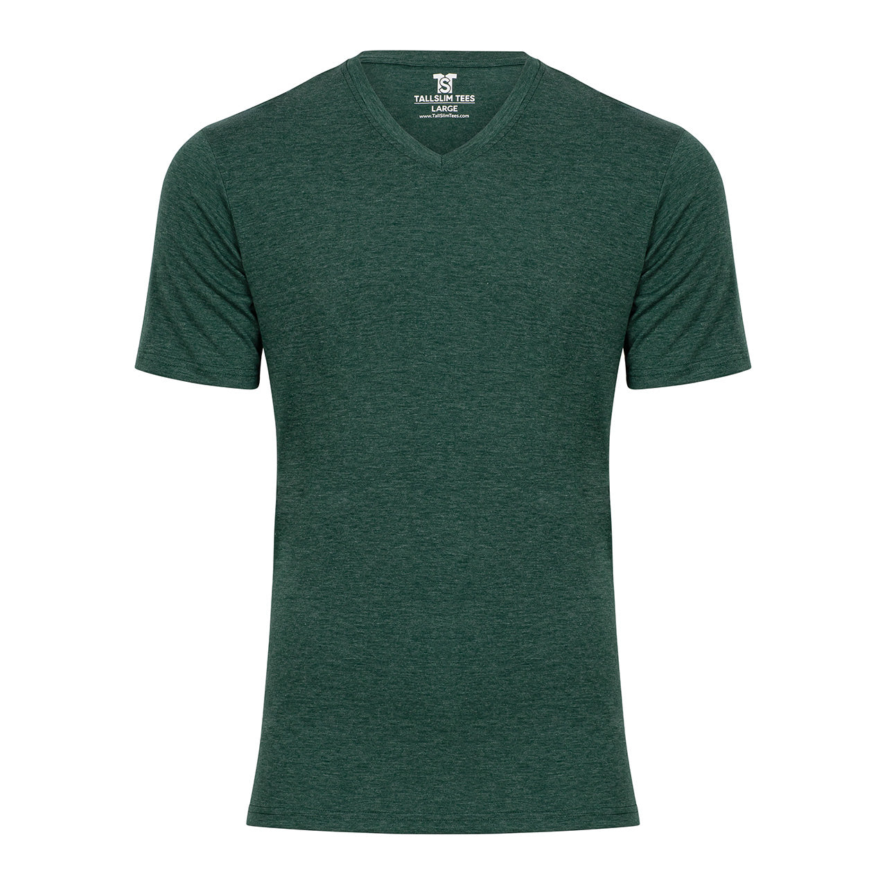 Dark Green V-Neck Shirt for Tall Slim Men