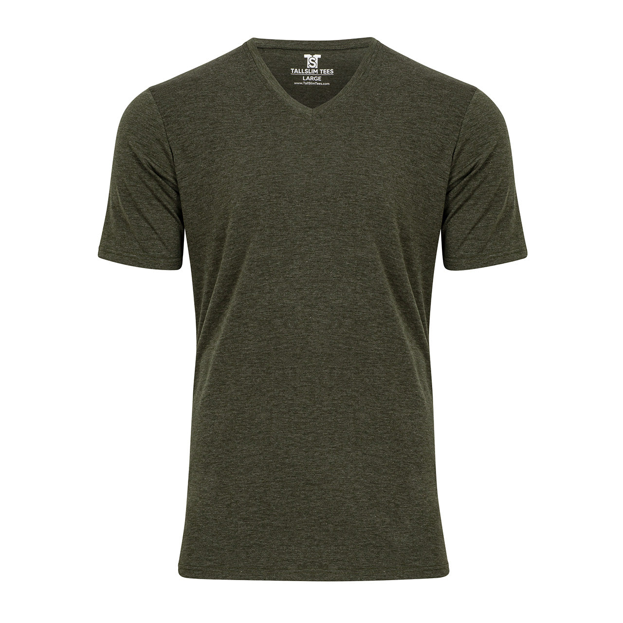 Olive V-Neck Shirt for Tall Slim Men