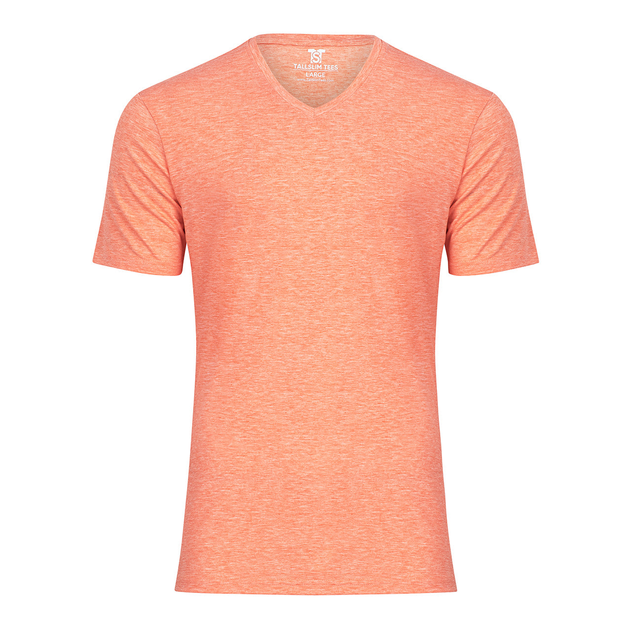 Orange V-Neck Shirt for Tall Slim Men