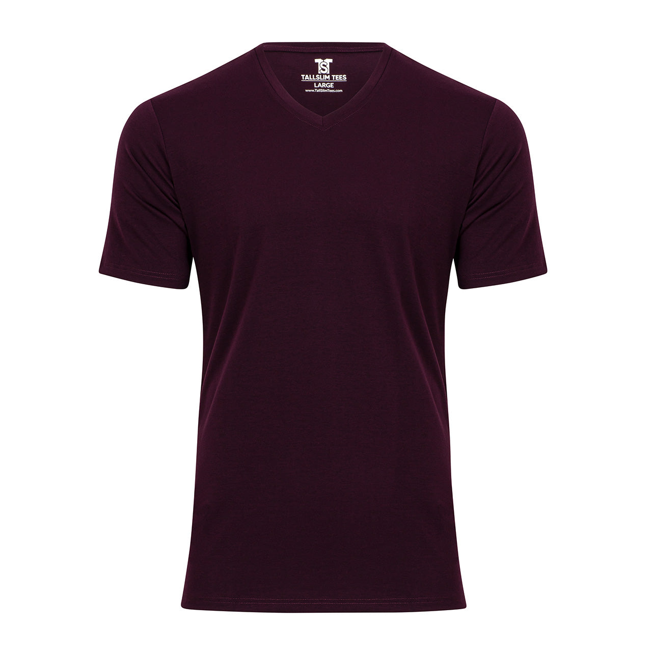 Plum V-Neck Shirt for Tall Slim Men