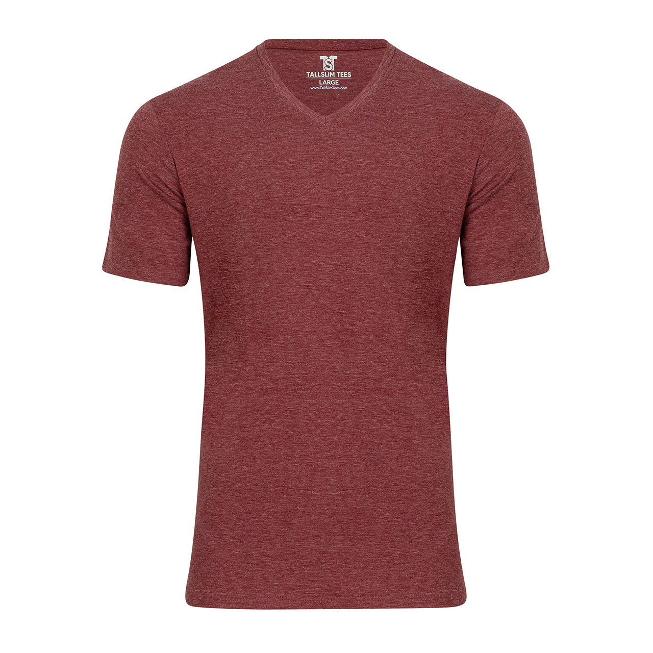 Red V-Neck Shirt for Tall Slim Men