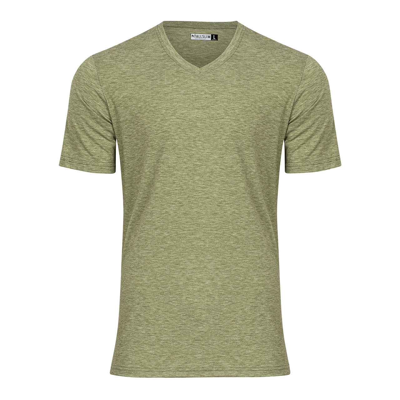 Sage Green V-Neck Shirt for Tall Slim Men