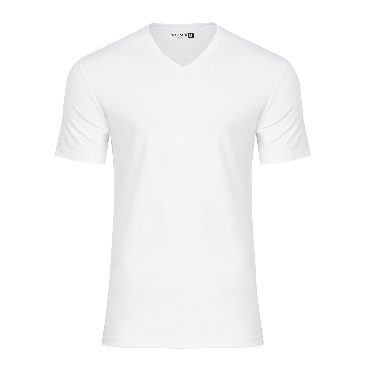 White V-Neck Shirt for Tall Slim Men