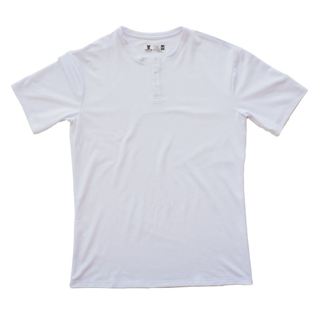 White Henley Shirt for Tall Slim Men