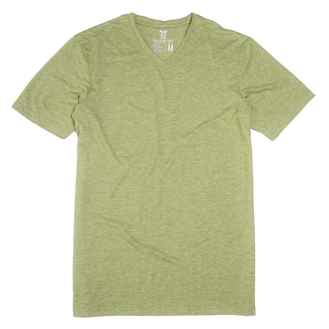 Sage Green V-Neck Shirt for Tall Slim Men