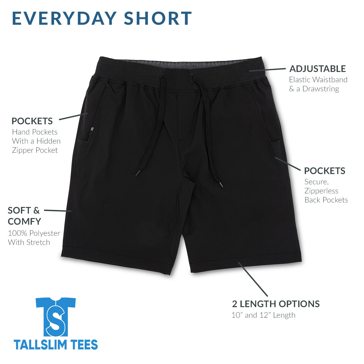 Everyday Shorts for Tall Slim Men Infographic