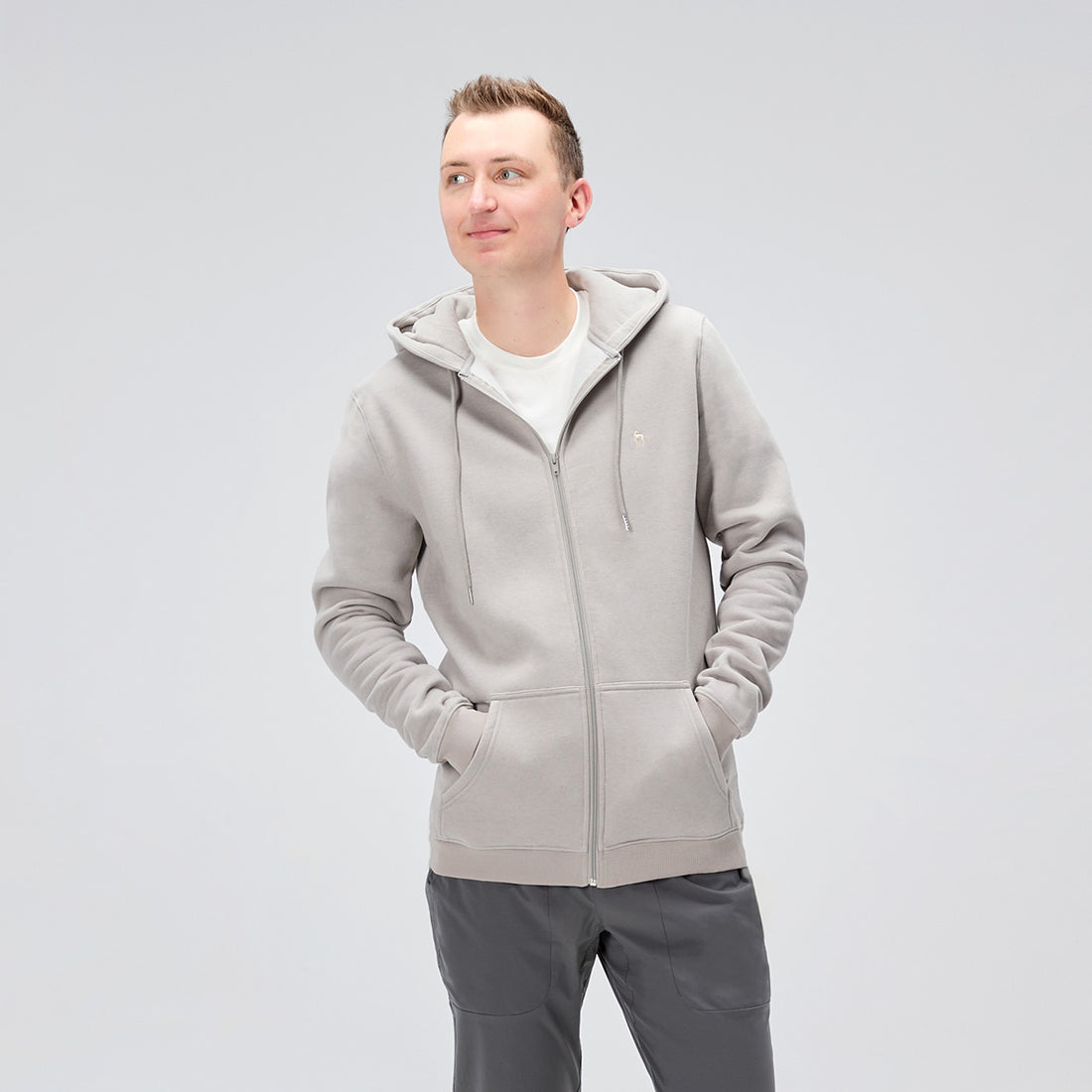 Grey Fleece Zip Up Hoodie