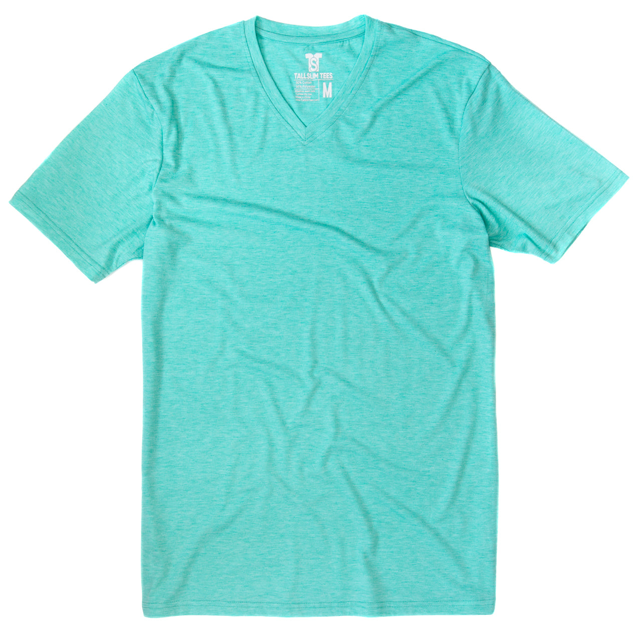 Aqua Blue V-Neck Shirt for Tall Slim Men