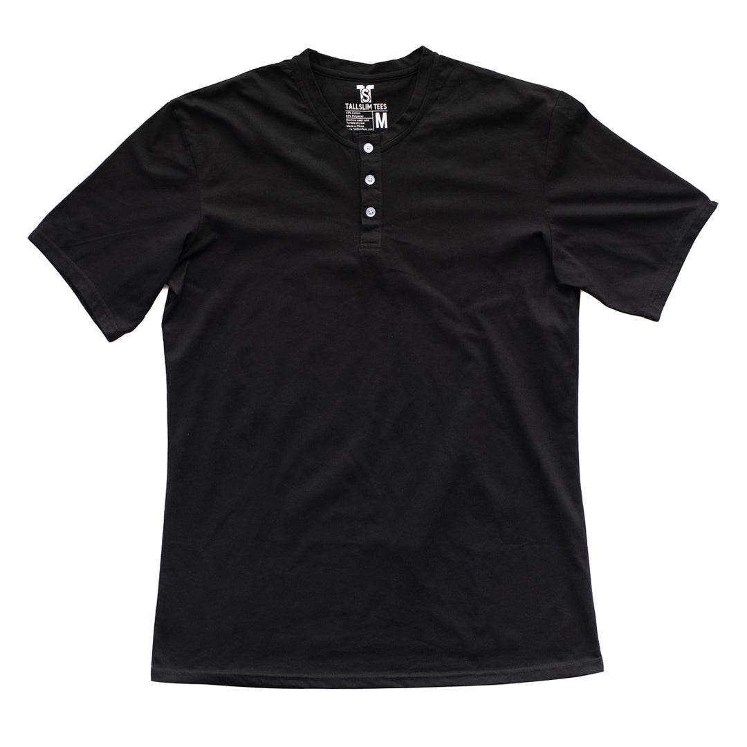 Black Henley Shirt for Tall Slim Men