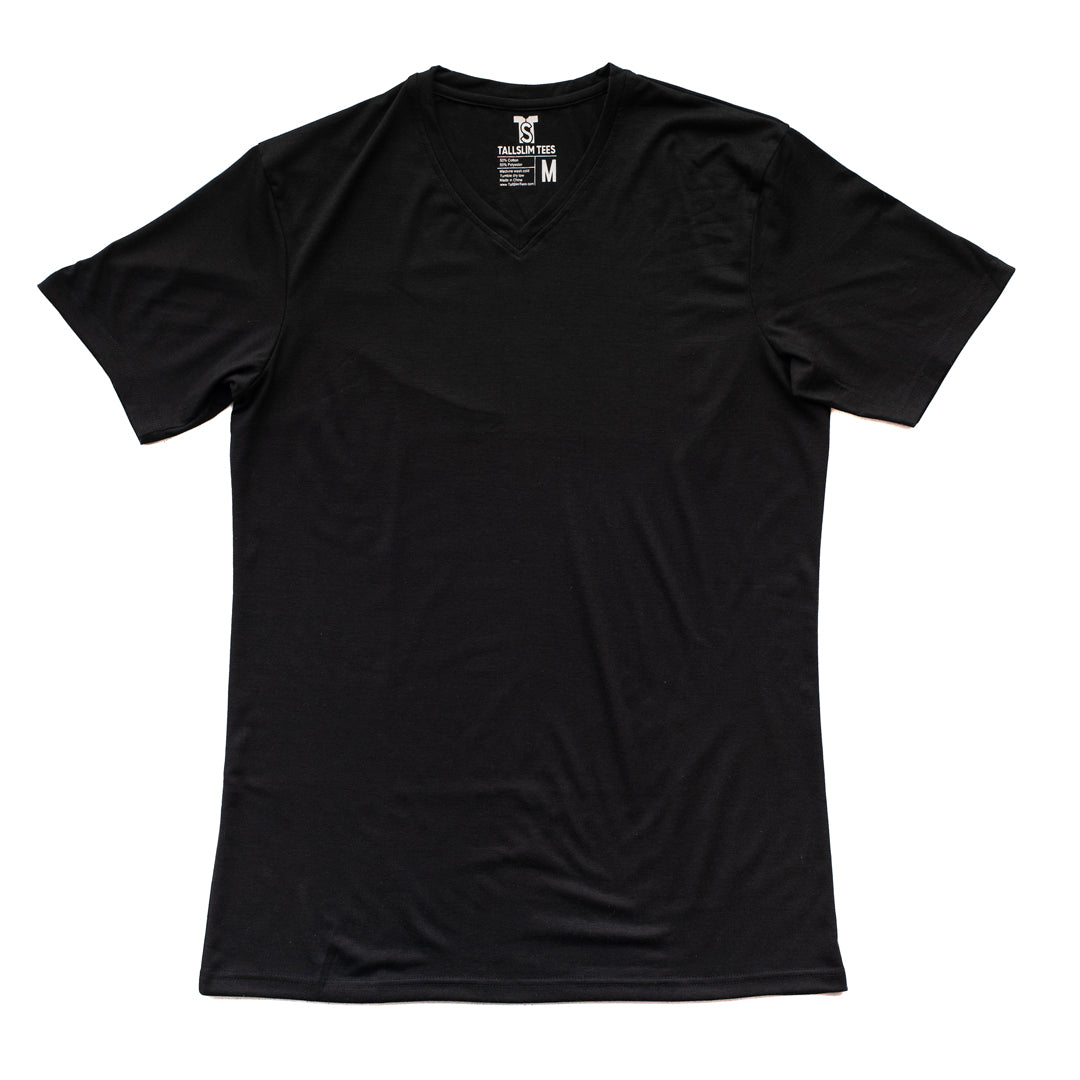 Black V-Neck Shirt for Tall Slim Men