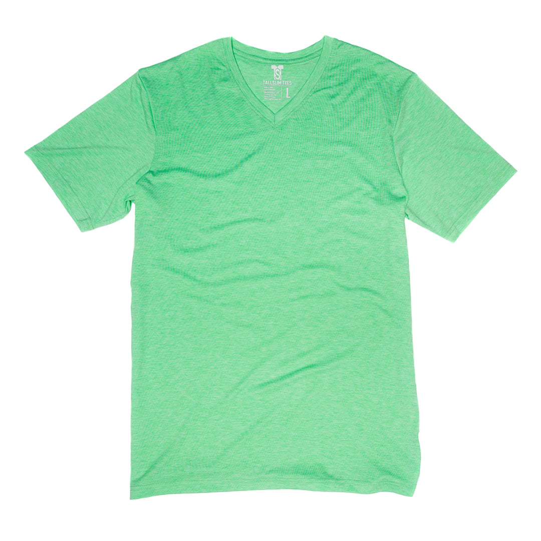 Green V-Neck Shirt for Tall Slim Men
