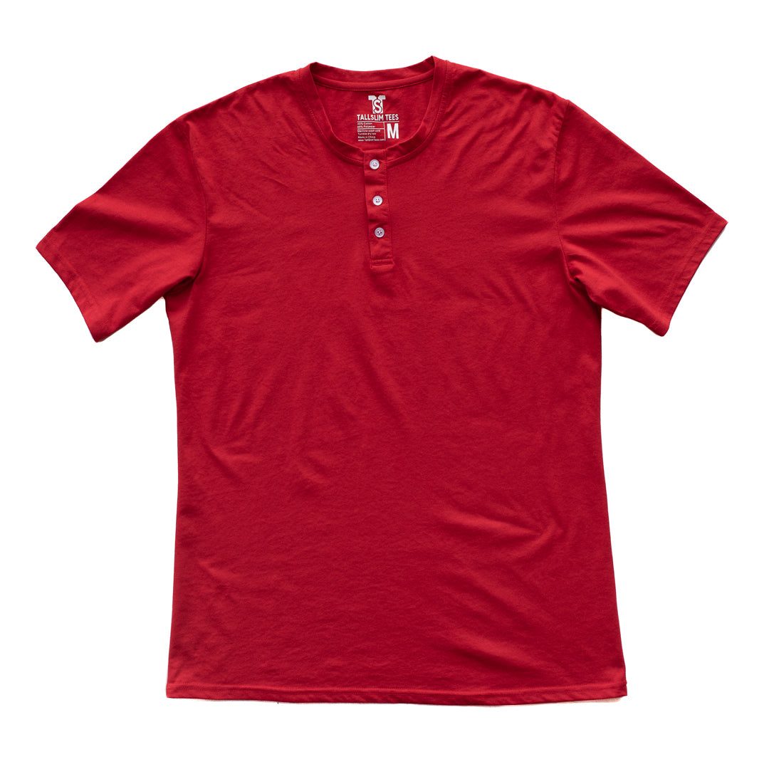 Red Henley Shirt for Tall Slim Men