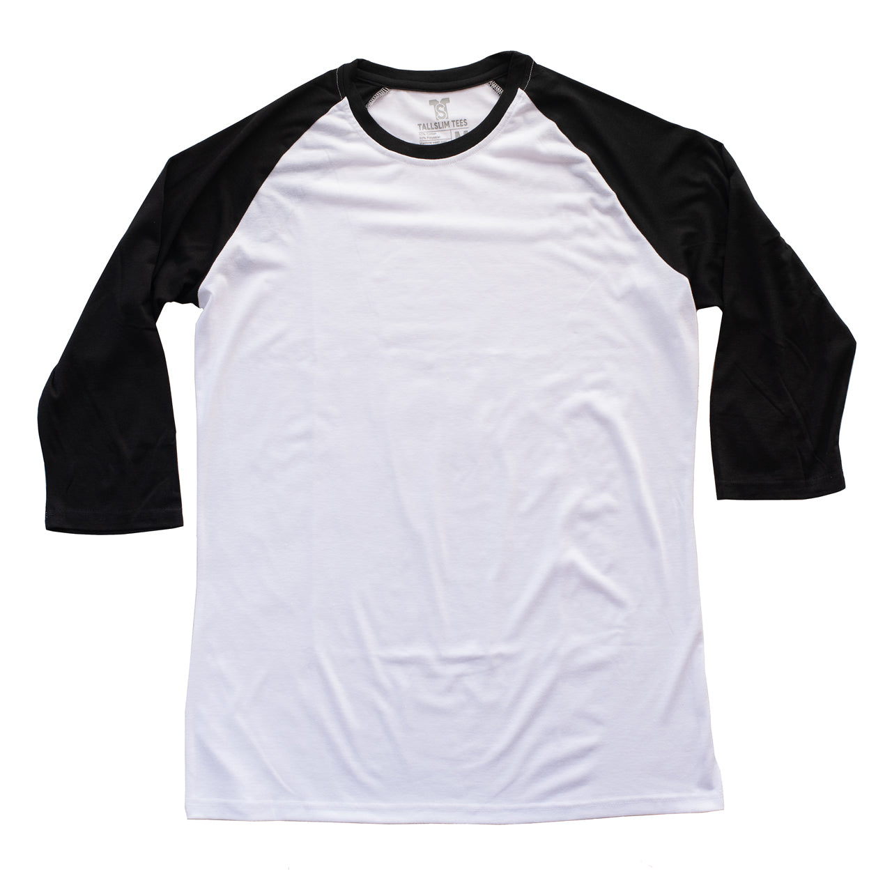 White and Black Raglan 3/4 Sleeve Shirt For Tall Slim Men