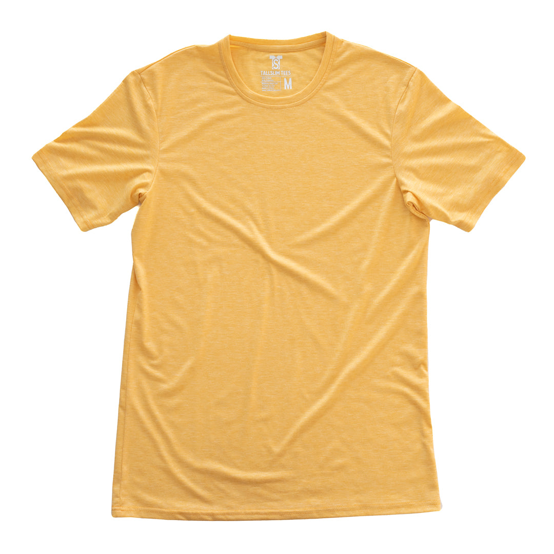 Yellow Crew Neck Shirt for Tall Slim Men